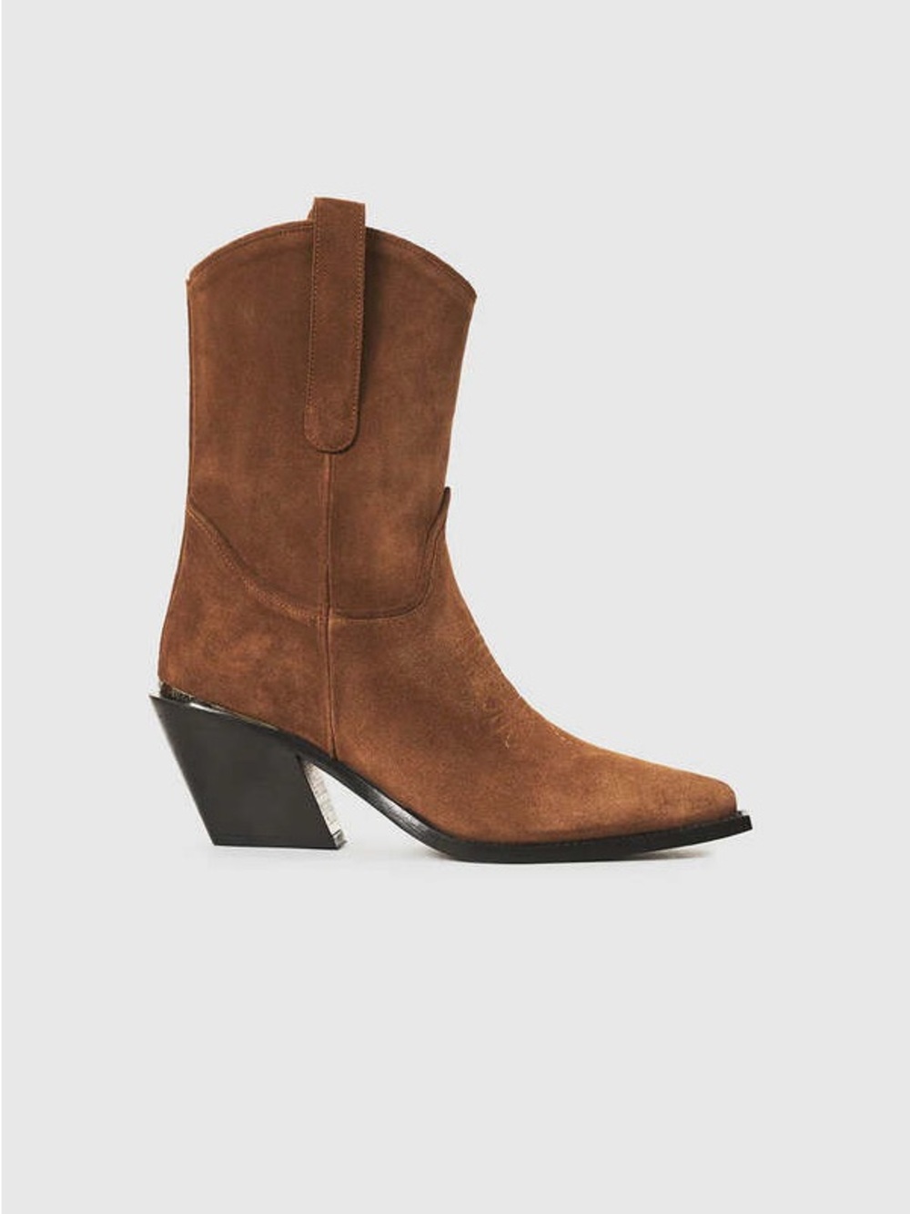Anine Bing Tania Brown Suede Western Cowboy Heeled Boots - Picture 2 of 14